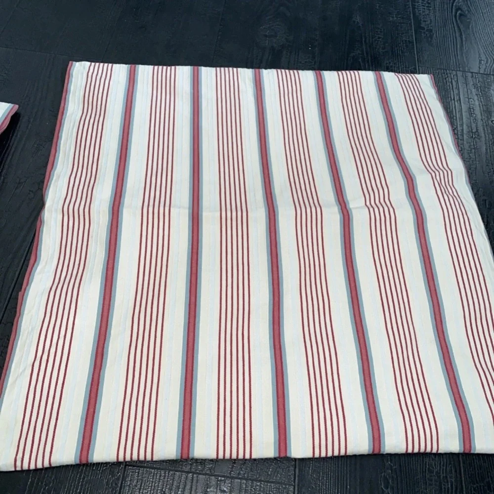 IKEA Alvine Raffla Pillow Cover SET (2) 25”‎ x 25” Stripes 100% Cotton Buttons
